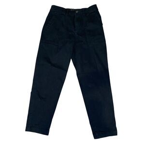 A New Day Black Stretch Utility Cropped Ankle Pants Cotton Blend Workwear Chic